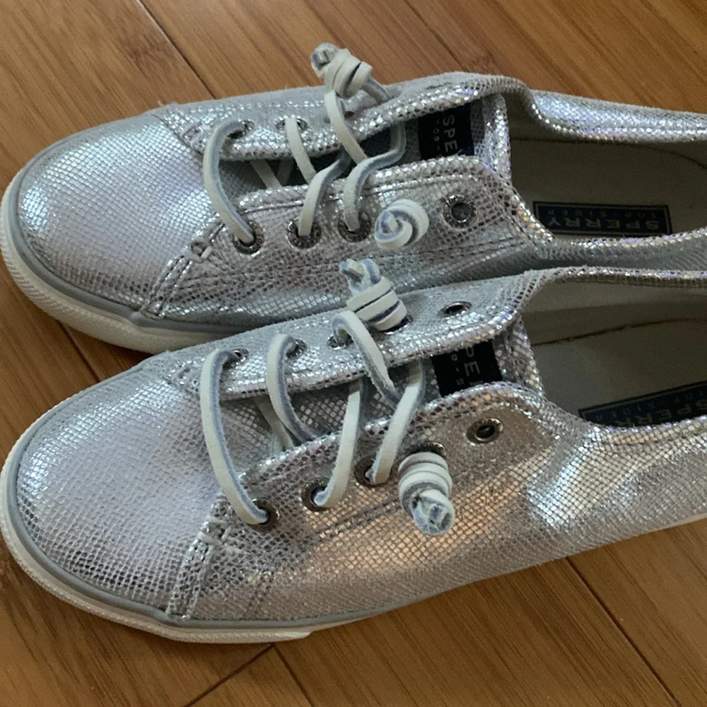 Sperry silver sneakers